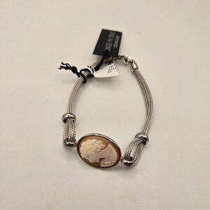 Sterling Silver 925 Cameo Chain Bracelet Made in Italy NEW